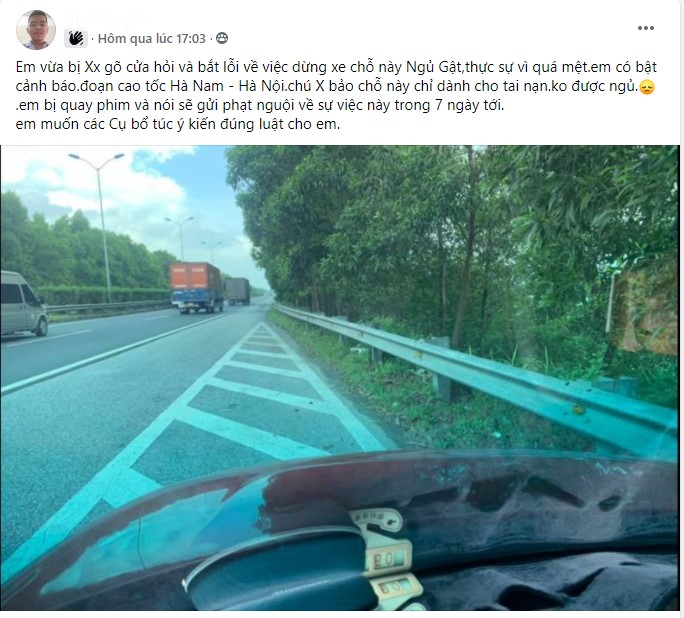 Dừng xe đè vạch xương cá trên cao tốc Dừng xe đè vạch xương cá trên cao tốc